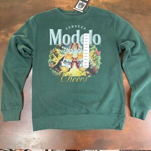 Modelo Sweatshirt Mens Sml Green Christmas Holiday Sweater Pullover Beer Cerveza